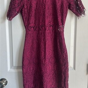 Just Me Burgundy Lace Midi Dress